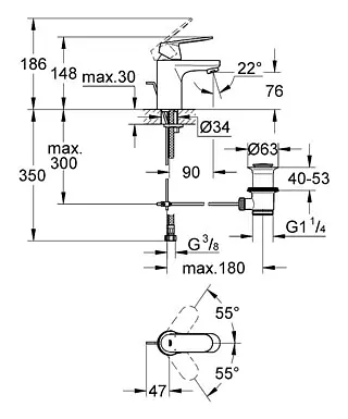 Змішувач для умивальника Grohe Eurosmart Cosmopolitan 32825000 Хром - фото 2