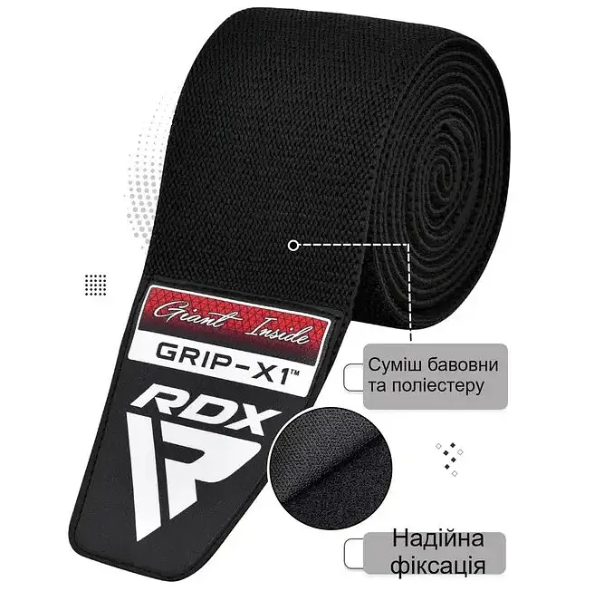Бинти на коліна RDX GYM KNEE WRAP R11 BLACK/RED (WAH-KR11BR) - фото 3