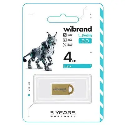 USB флеш накопитель Wibrand 4GB lynx Gold USB 2.0 (WI2.0/LY4M2G) - фото 2