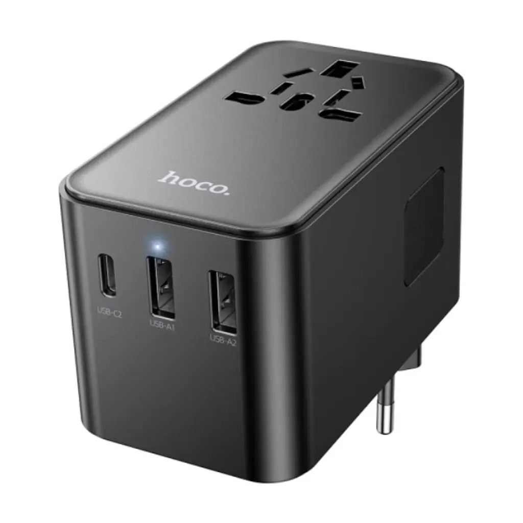Мережевий фільтр живлення HOCO AC18A 1 роз, 2 USB, USB-C, 35W, 1,5м, Black (AC18AB) - фото 3