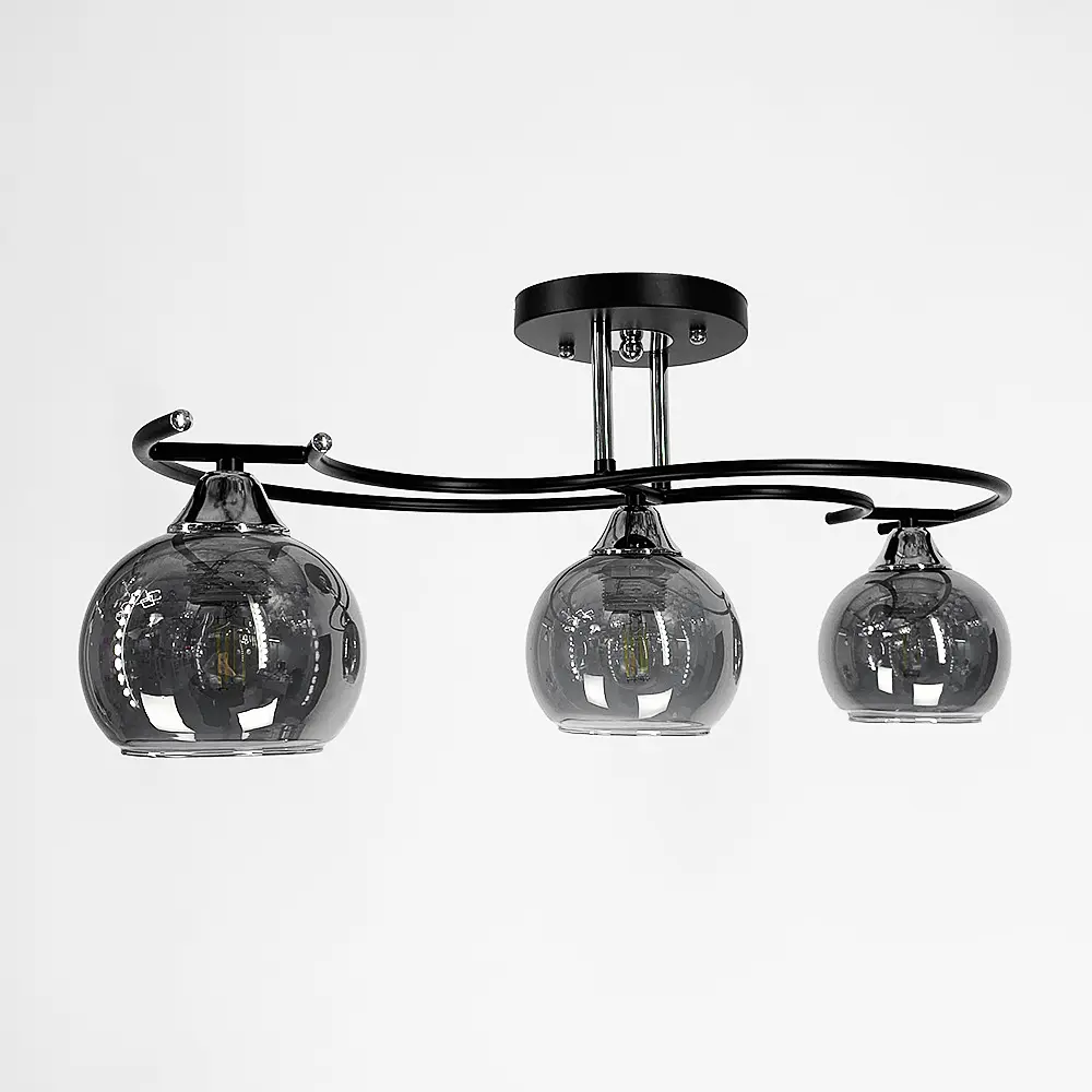 Современная люстра в черном корпусе на 3 графитовых плафона Line.F 11585/3D - фото 5