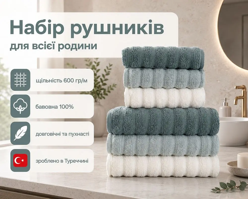 Набір турецьких махрових рушників Cestepe MicroCotton Premium 3 штуки 50x90 + 3 штуки 70х140 Ezgi 6 щільність 600 г/м2 - фото 2