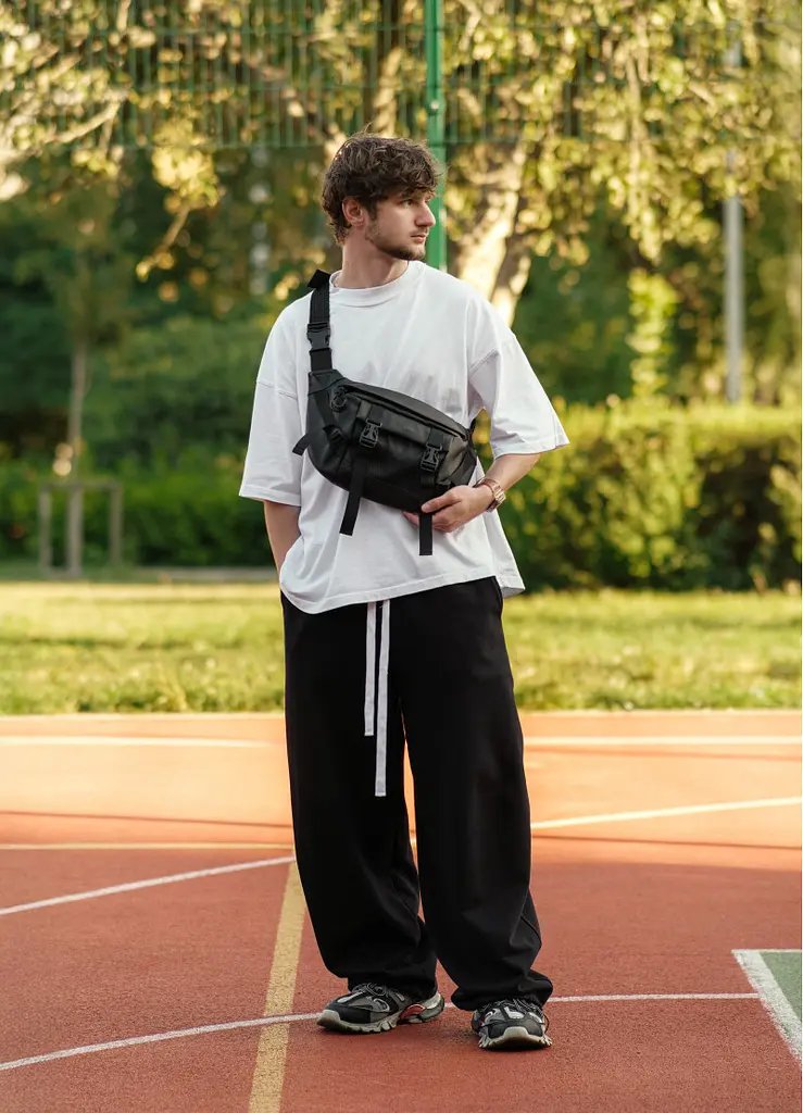 Чоловіча сумка бананка Sambag Dynamicdart чорна 38 × 21 × 7 см (80411001m) - фото 5