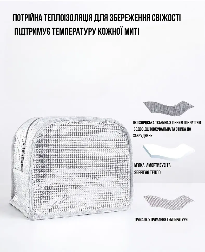 Термосумка для їжі з теплоізоляцією 23×14×19 см — ланч-бокс, сумка для обіду, зберігає тепло та холод KT8003301 - фото 2
