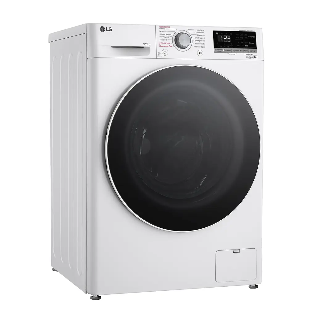 Прально-сушильна машина LG фронтальна 9(5) кг 1200 А 48 см дисплей пара інвертор білий - фото 3