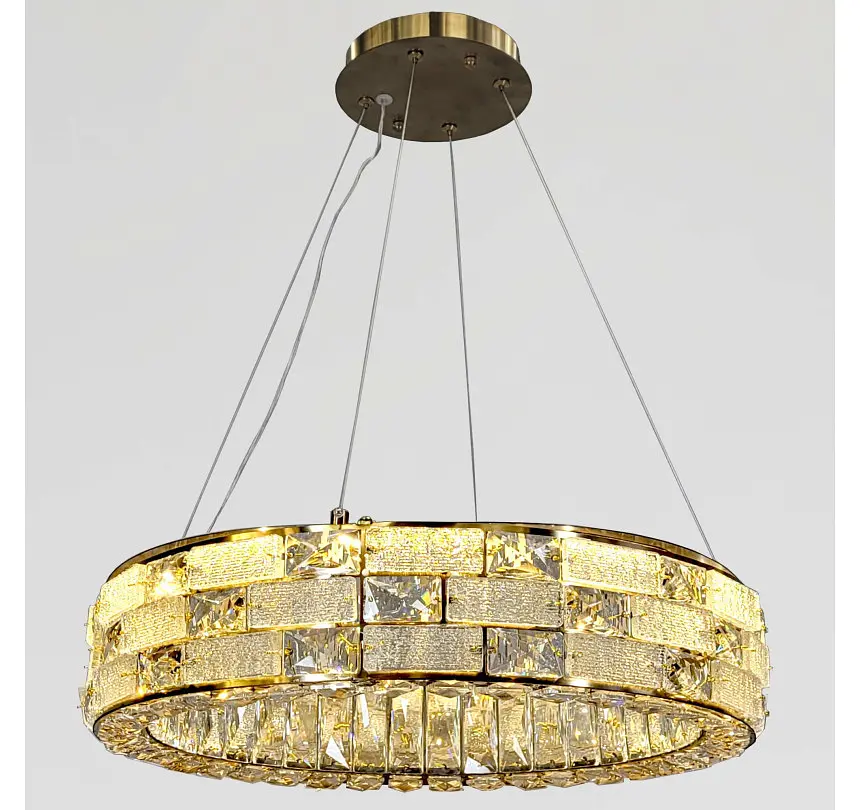Світлодіодна люстра підвісна Artlight 8003/500GD з прозорим скляним кільцем в золотому кольорі, 38W - фото 4