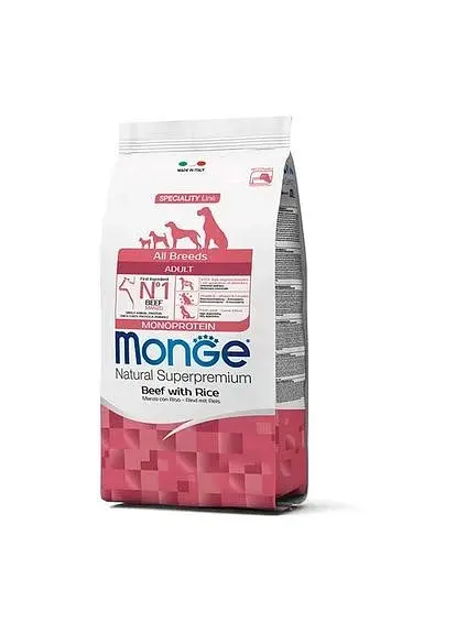 Сухий корм для дорослих собак усіх порід Monge Dog All breeds Adult яловичина з рисом 2,5 кг