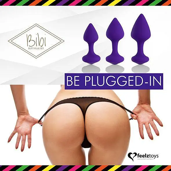 Набір анальних пробок FeelzToys Bibi 3 шт. (фіолетовий) - фото 6