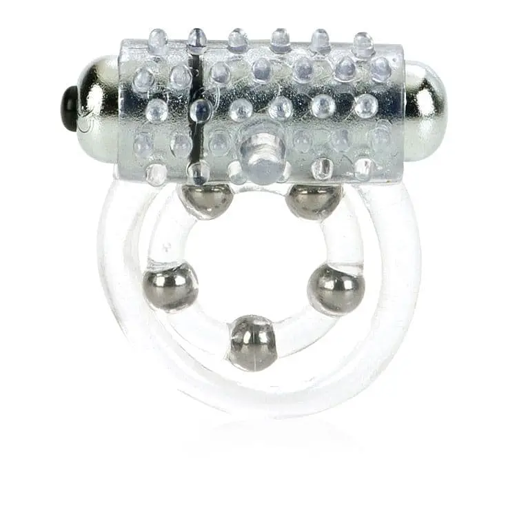 Подвійне віброкільце CalExotics Maximus Ring 5 Stroker Beads, 6х2.5 см (прозорий) - фото 5