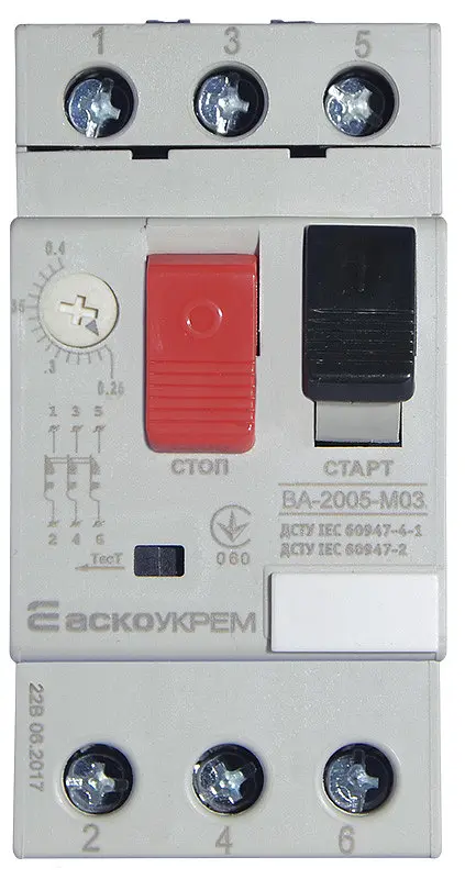 Автоматичний вимикач захисту двигуна М03 ВА‑2005 УКРЕМ‑УКРЕМ (A0010050015) - фото 2