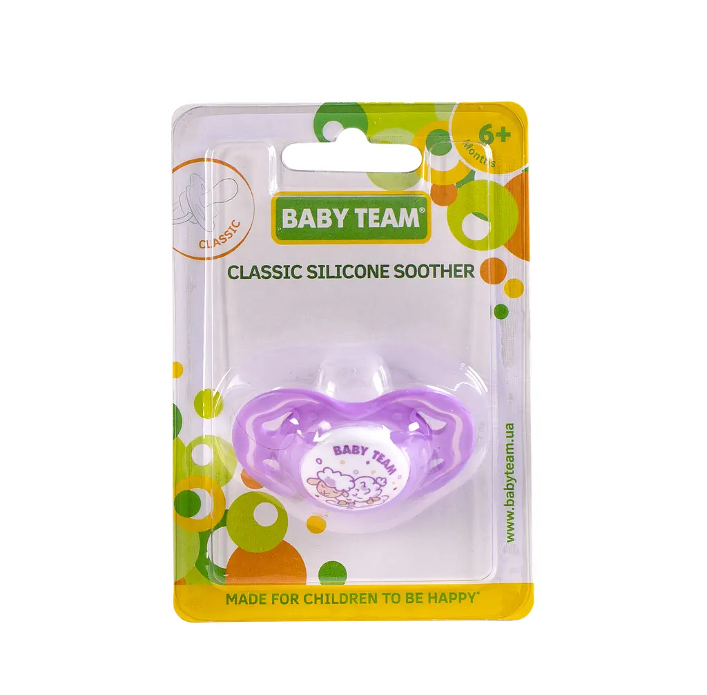 Пустышка силиконовая Baby Team, классическая, 6+ мес., фиолетовый (3014_фиолетовый) - фото 3
