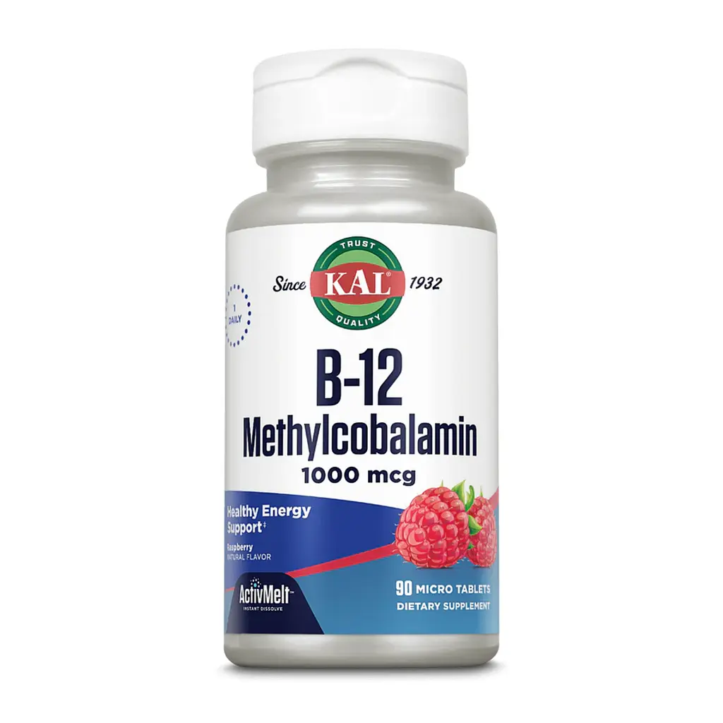 Вітамін B12 1000 мкг KAL (B-12 Methylcobalamin) - 90 таблеток, малина