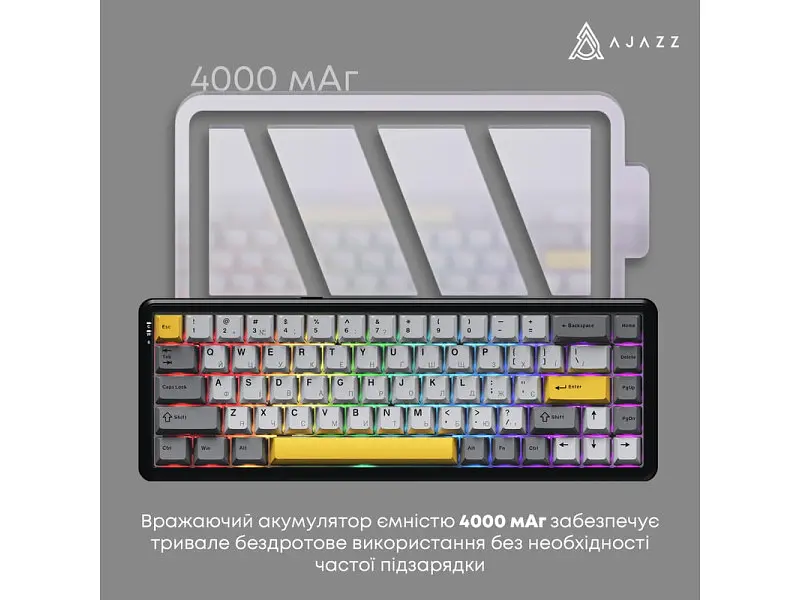 Клавіатура Ajazz AK680 MAX Magnetic Switch Black/Gray/Yellow (AK680-M-BGY-A) - фото 5