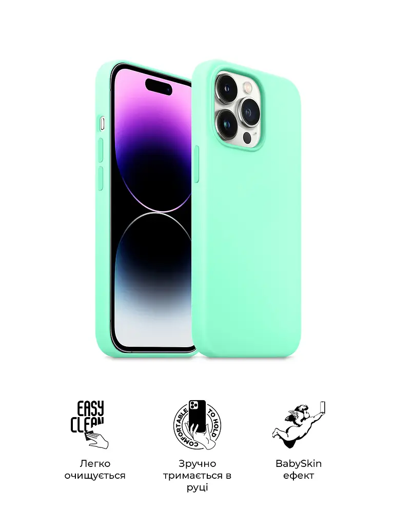 Силиконовый чехол для Apple iPhone 14 Pro, ICON2 Case, зеленый, противоударный, панель, защита всего корпуса, матовая поверхность Soft Touch, выступает над дисплеем, совместим с защитными стеклами и пленками, с микрофиброй, ArmorStandart (ARM63599) - фото 3