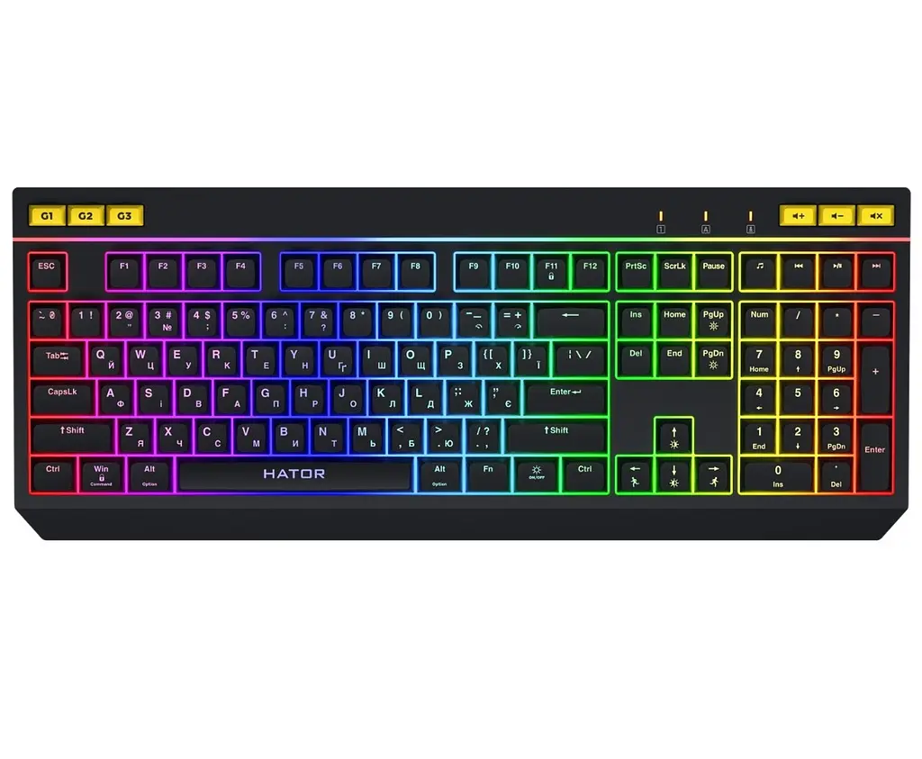 Клавіатура ігрова мембранна HATOR HTK-402UA USB Icefall Black