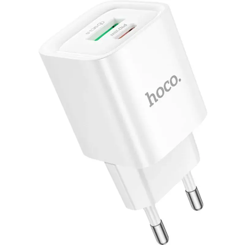 Зарядний пристрій HOCO C147A Charm 1xUSB-C PD20W + 1xUSB QC3.0 White (6942007630276) - фото 4