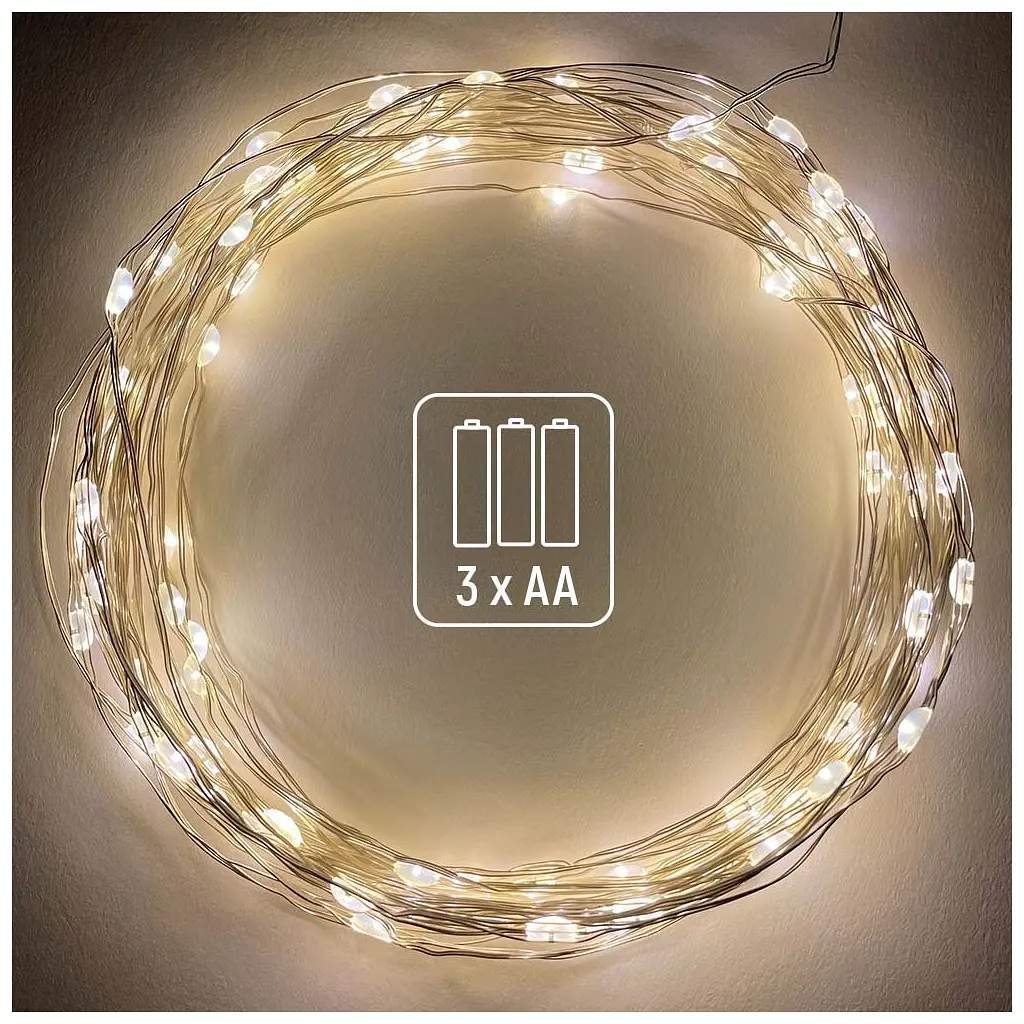 Гірлянда ColorWay Струна LED 100 10 м теплий колір 3 AA Battery (CW-G-100L10NB) - фото 4