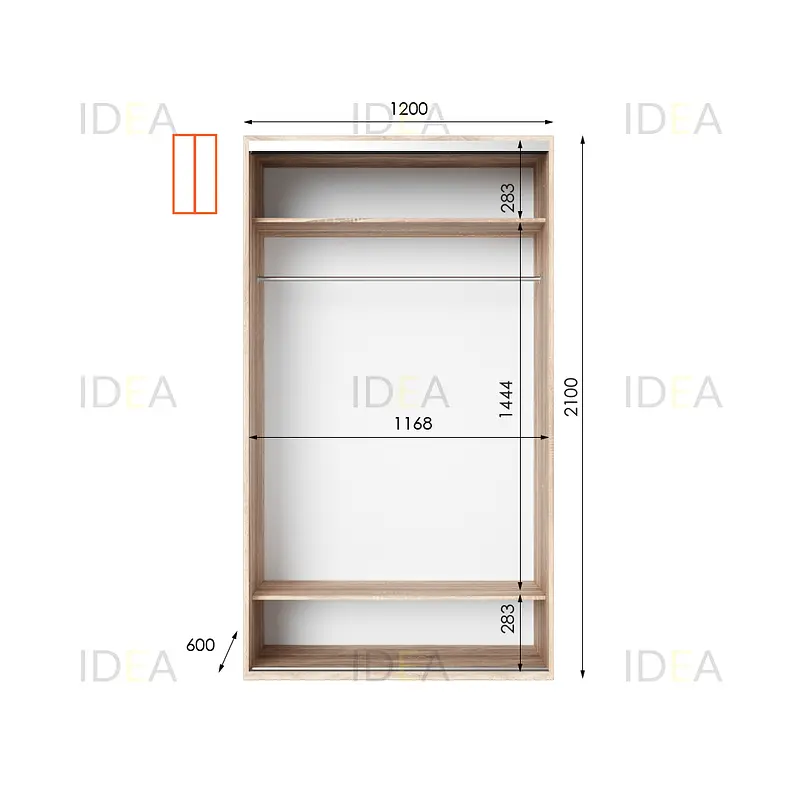 Шафа-купе Idea серія 9 120 x 60 x 210 см Дуб сонома Дзеркало - фото 2