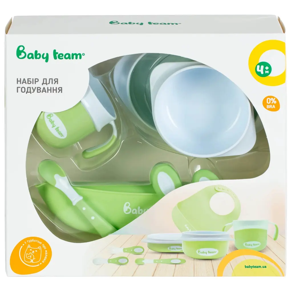 Набір дитячого посуду Baby Team 7 ед. біло-зелений (6090_зелений) - фото 3