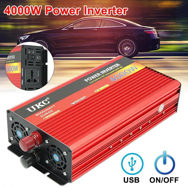 Автоінвертор-перетворювач напруги з функцією плавного пуску 12 V у 220 V AR 4000 Вт UKC - фото 9