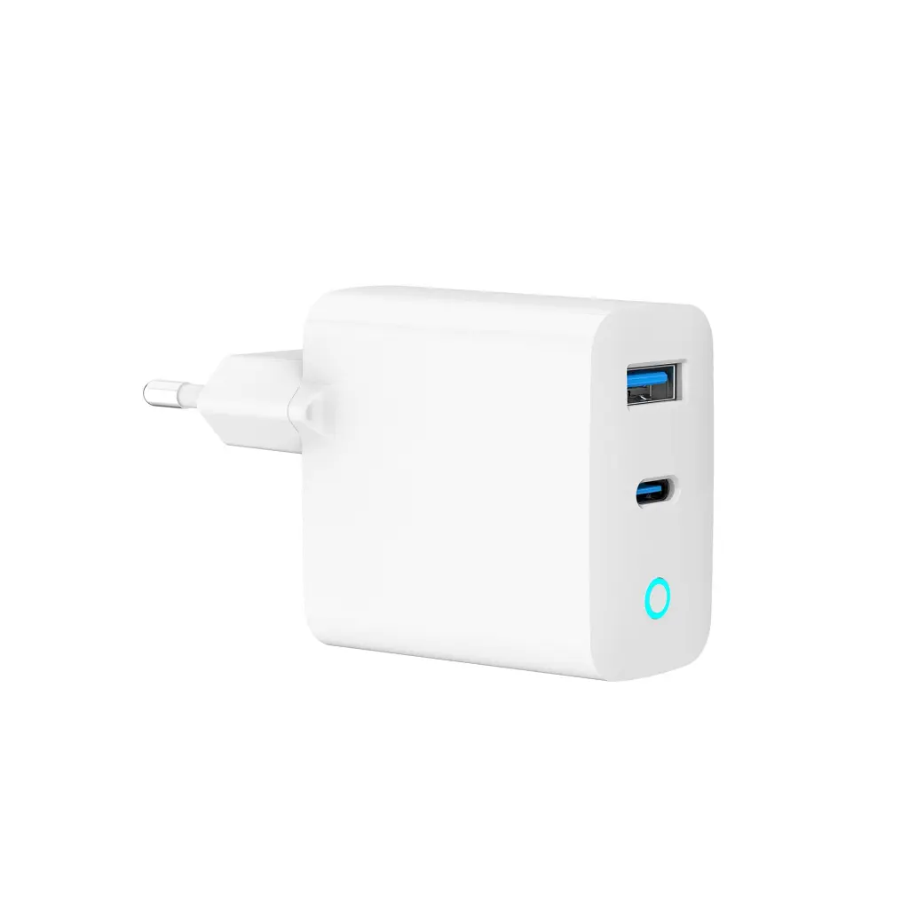 Зарядний пристрій Gembird 1хUSB-A (QC3.0 18W) + 1xType-C (PD 65W) white (TA-UC-PDQC65L-W-01) - фото 3