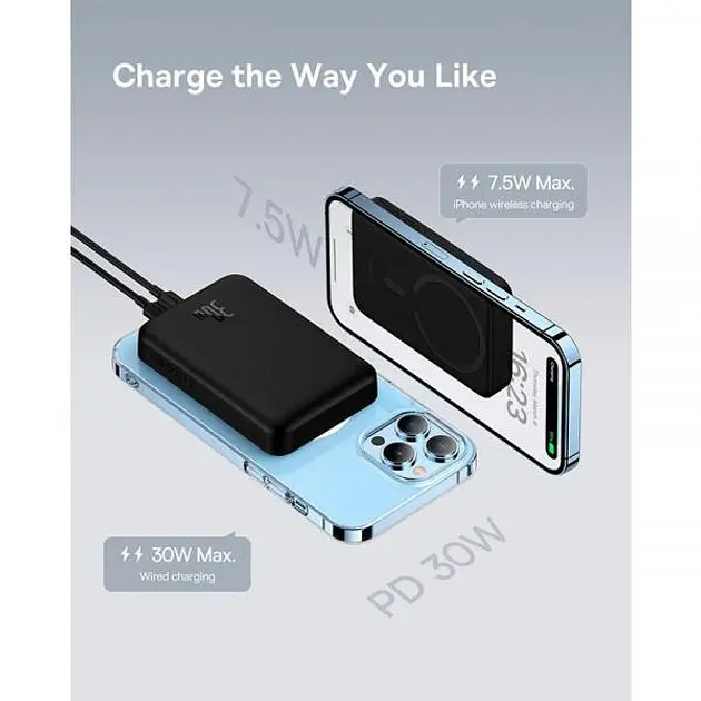 Магнітний бездротовий акумулятор зарядний Baseus Magnetic Mini wireless Fast Charging 10000 mAh PPCX110201 - фото 5