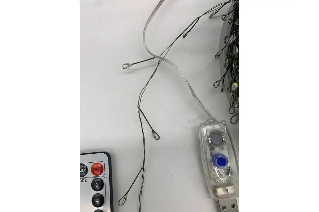 Гірлянда Роса на котушці феєрверк - мішура від USB, 20м, 600LED + пульт Білий - фото 3