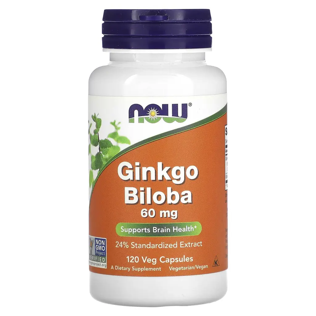 Гінкго Білоба, Ginkgo Biloba, 60 мг, 120 капсул Now Foods vit0002355