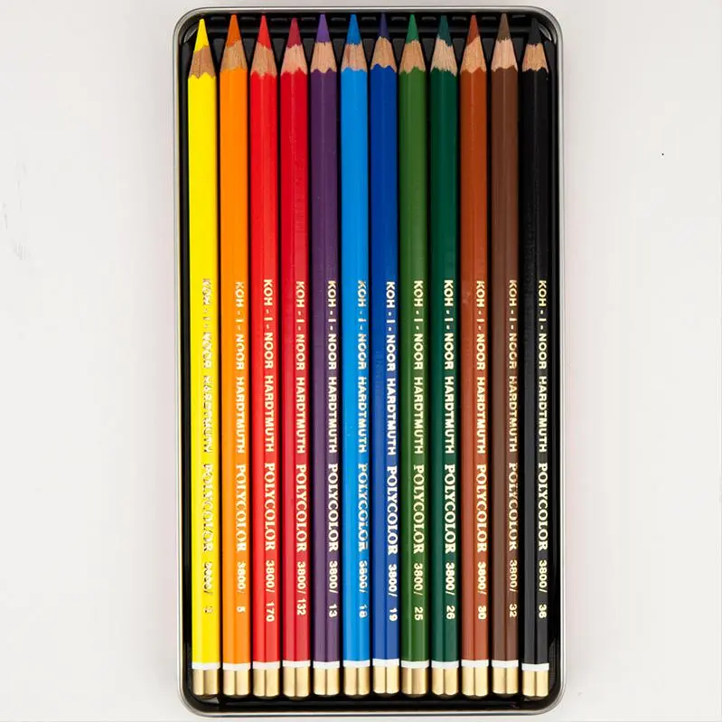 Олівці кольорові художні Koh-i-Noor Polycolor 12 шт. у металевій коробці (3822012002PL) - фото 2