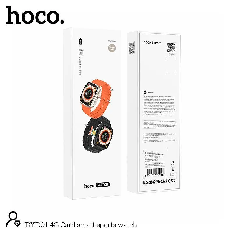 Smart Sports Watch Hoco 4G Card DYD01 BT4.2, Nano Sim, 1.96" - фото 3
