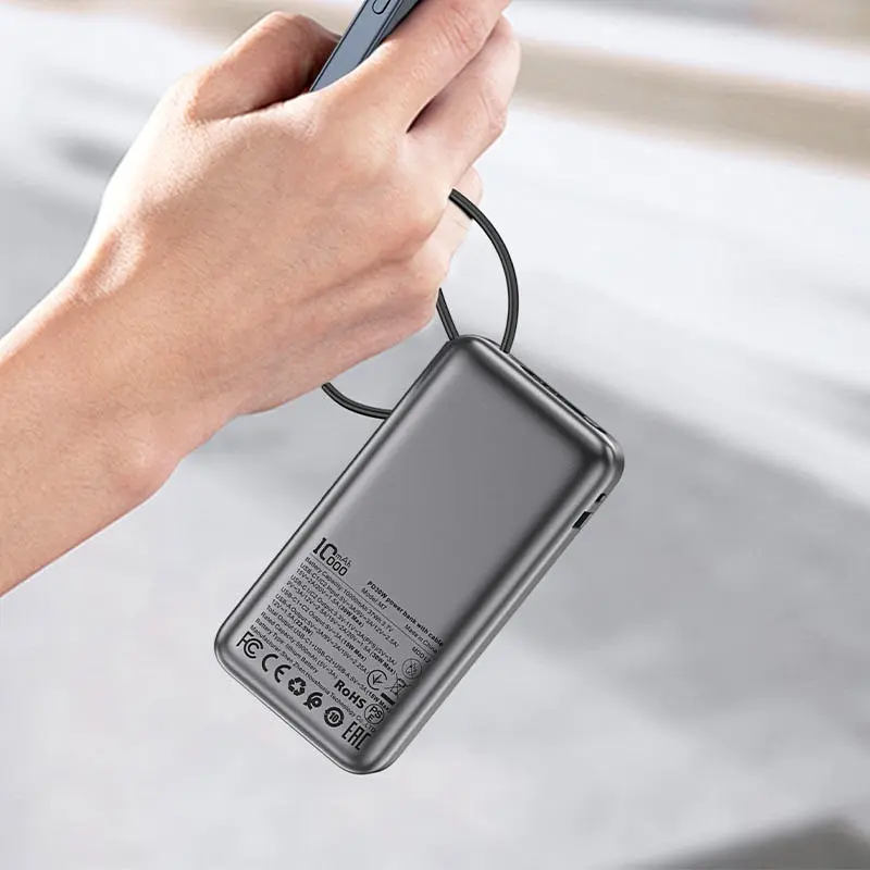 Універсальна мобільна батарея Acefast 10000mAh 30W PD USB-A, USB-C In/Out, з будівлею USB-C cable M7 Чорний - фото 5