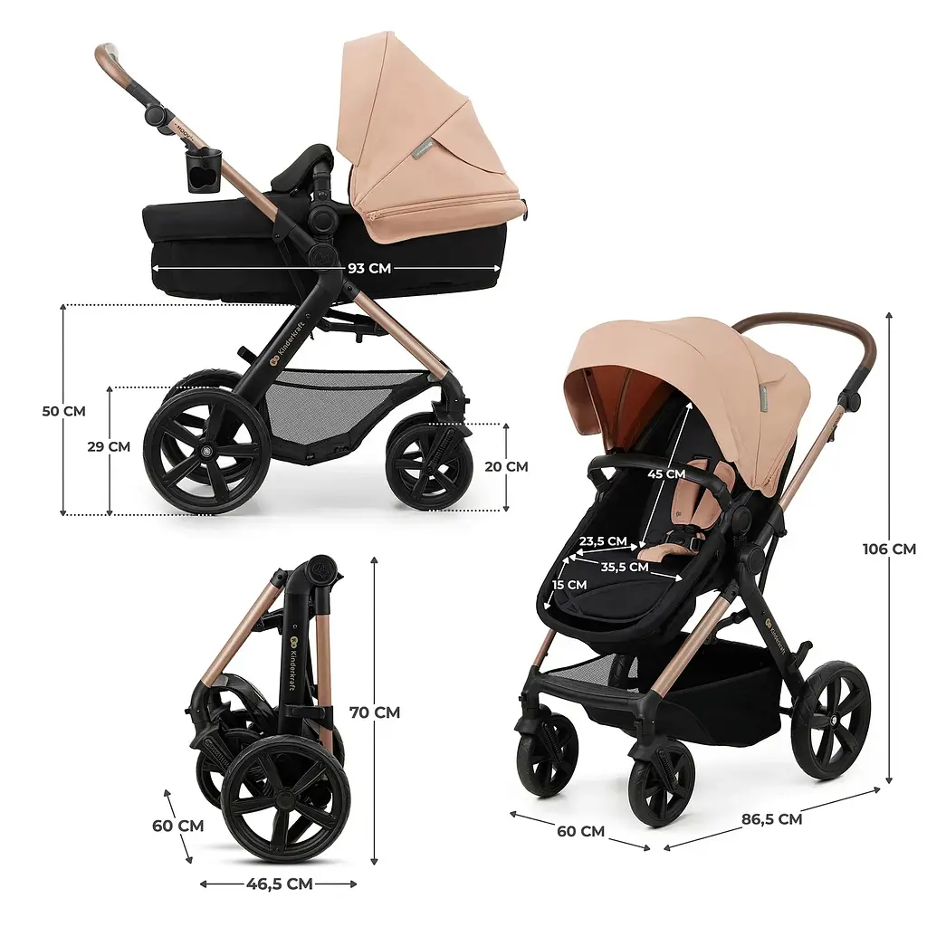 Універсальна коляска 3 в 1 Kinderkraft Moov 2 Sand Beige (KSMOOV02BEGEV00) - фото 11