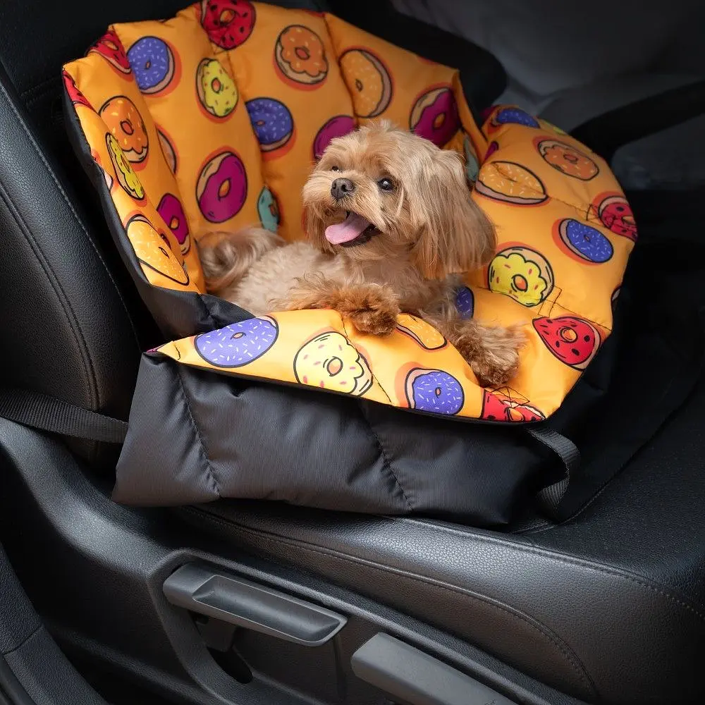 Сумка-переноска для кошек и собак Barksi в автомобиль размер XL 43х35х42 см пончики черная - фото 7