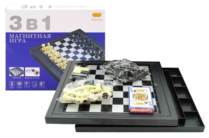 Шахи магнітні 3в1, в коробці 8188-14 г. 31 x 27,3 x 4 см