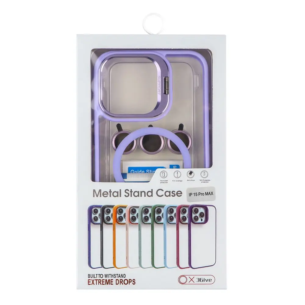 Чохол із підставкою MagSafe TPU PC Metal Stand Case Apple iPhone 15 Pro Max Purple - фото 5