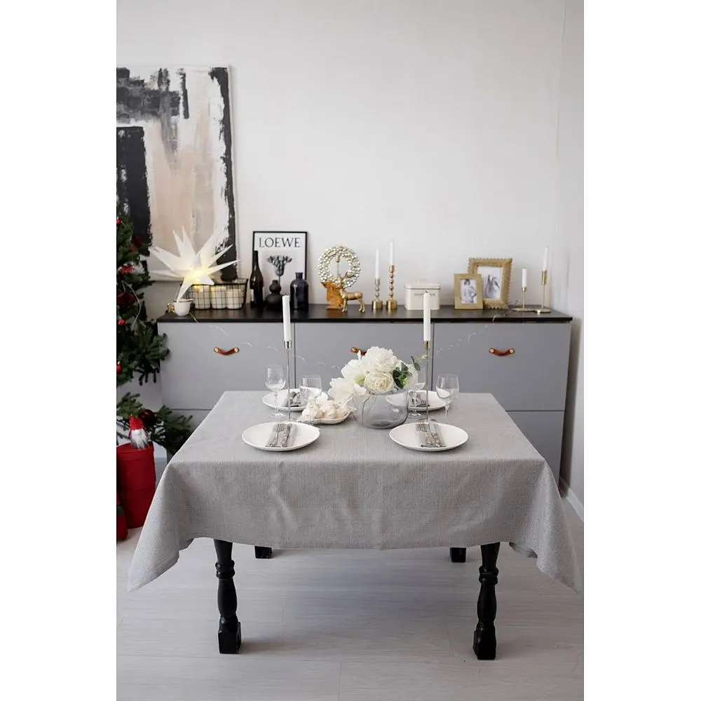 Скатерть Прованс Жемчужина Silver праздничная с люрексом 132х220 см (37598) - фото 2
