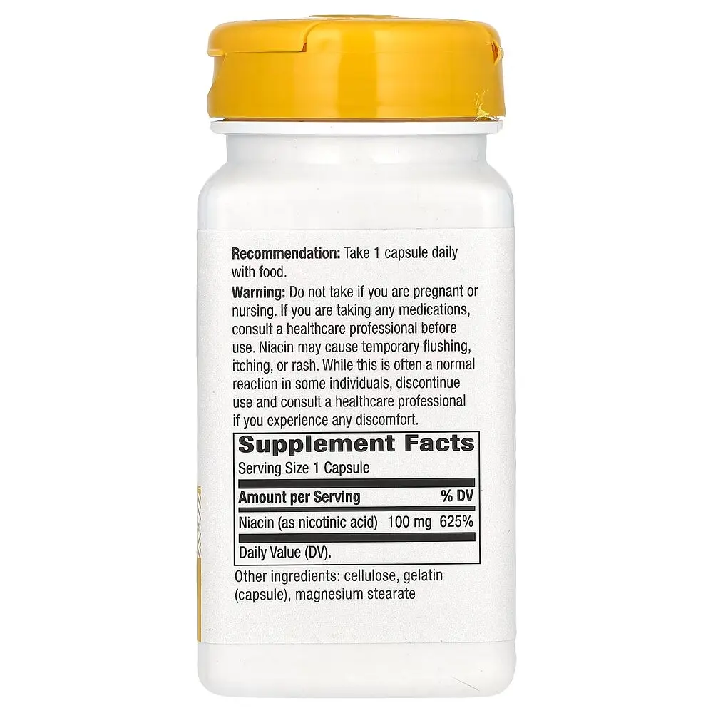 Ніацин Nature's Way Niacin 100 mg, 100 капсул для підтримки серцево-судинної системи - фото 2