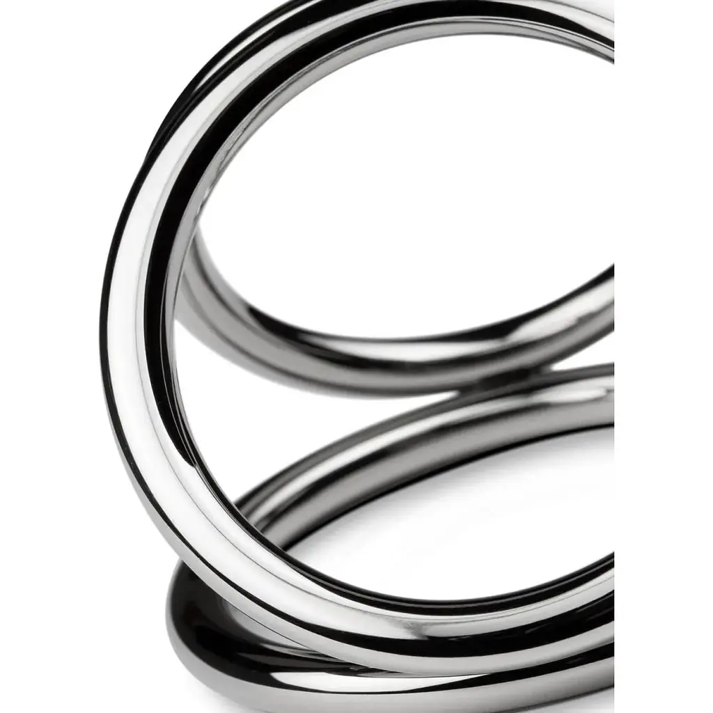 Тройное эрекционное кольцо Sinner Gear Unbendable - Triad Chamber Metal Cock and Ball Ring - Large - фото 4