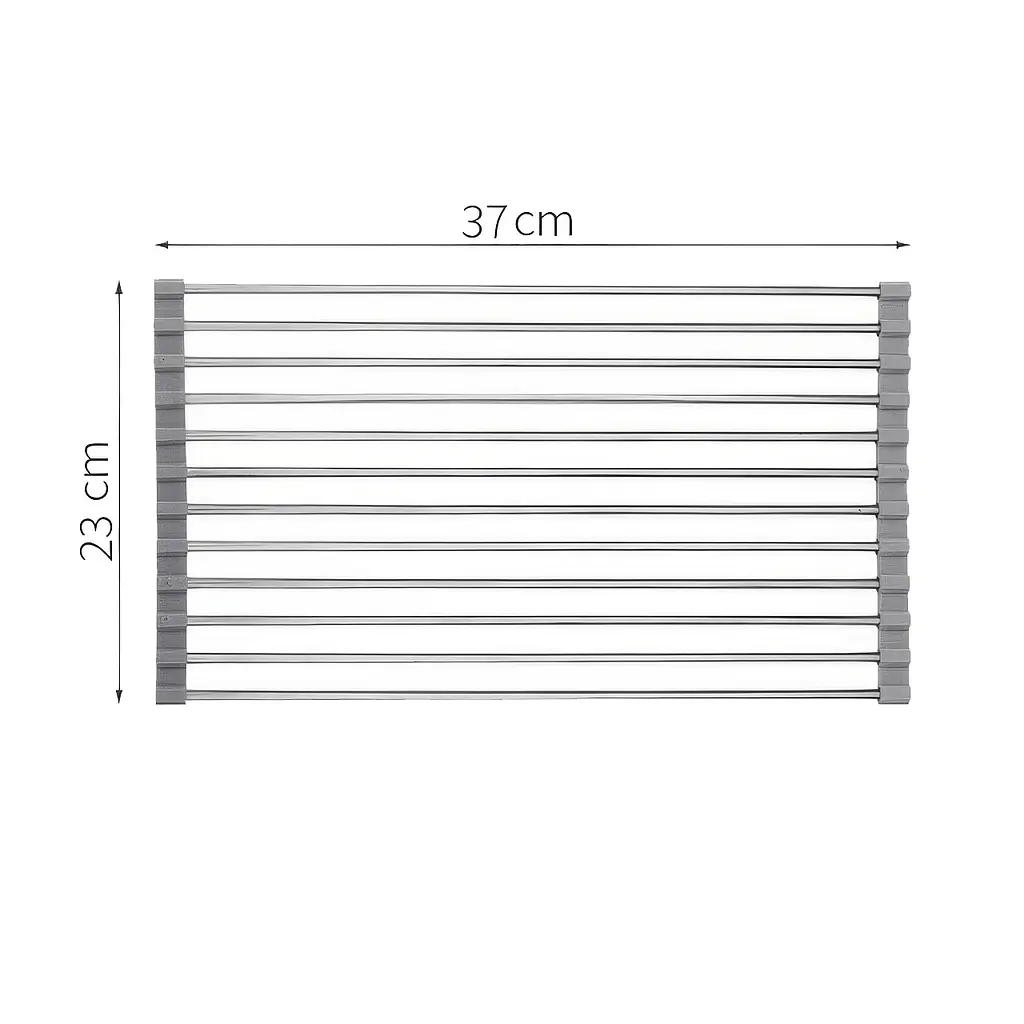 Решітка для сушіння посуду на мийку сіра 23*37 см Kitchen Drainboard - фото 3
