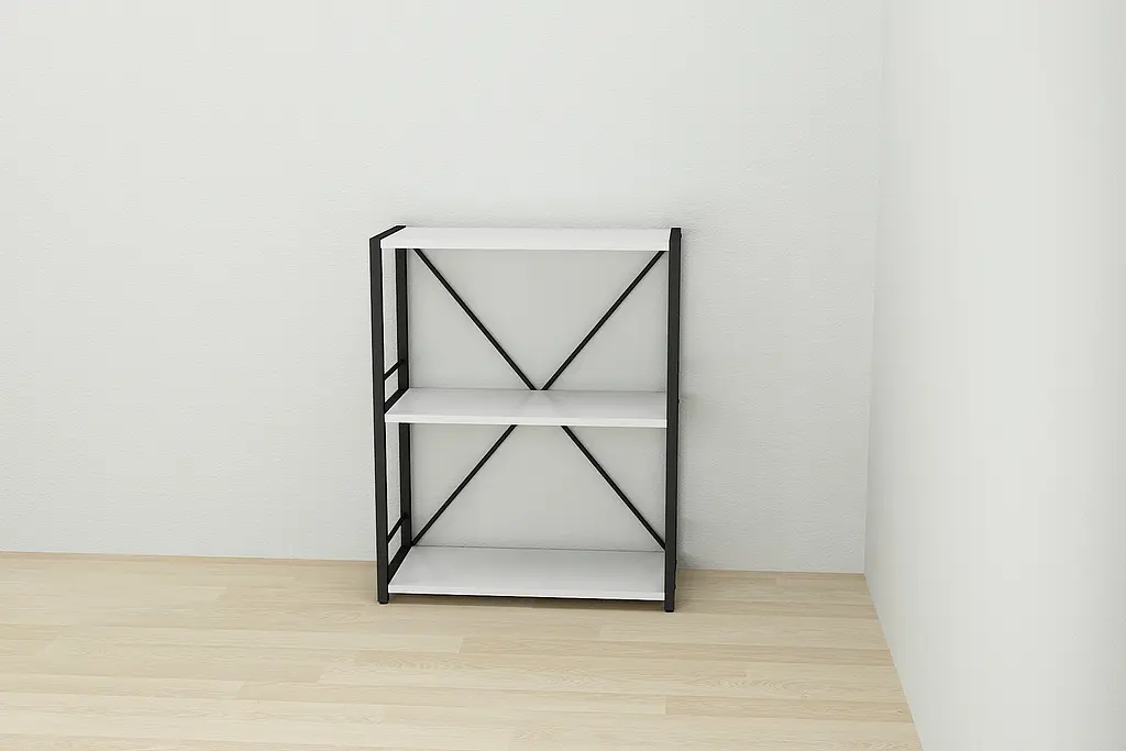 Етажерка 3/60 Ferrum-decor Серії Коннект 75x60x28 чорний ДСП Білий 16мм (FRD-104254) - фото 2