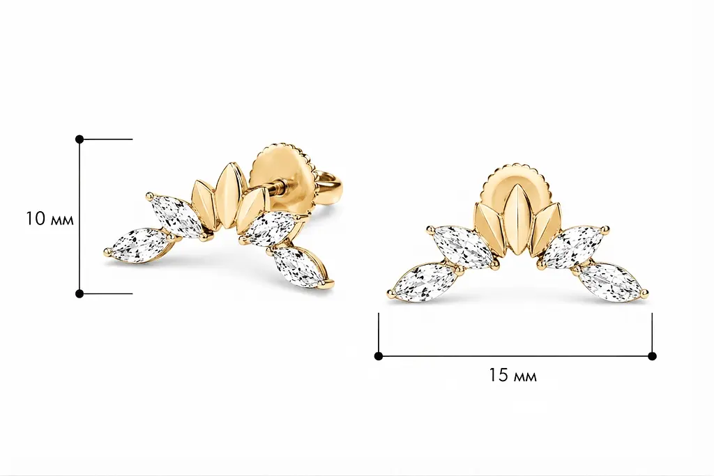 Сережки-гвоздики з жовтого золота Crystal Crown (з40067.1) - фото 3