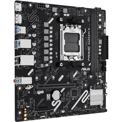 Материнська плата AM5 Asus PRIME A620AM-K, A620A, 2xDDR5, Int.Video (CPU), 4xSATA3, 1xM.2, 1xPCI-E 4.0 x16, 1xPCI-E 3.0 x1, Realtek 7.1, Realtek 1Gb, 5xUSB 3.2 / 4xUSB 2.0, HDMI/DP, MicroATX - фото 3