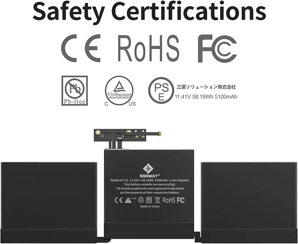 A1708 A2159 A2289 A2338 Аккумулятор, Egoway A1713 A2171 Запасной аккумулятор для MacBook Pro 13 дюймов - фото 2
