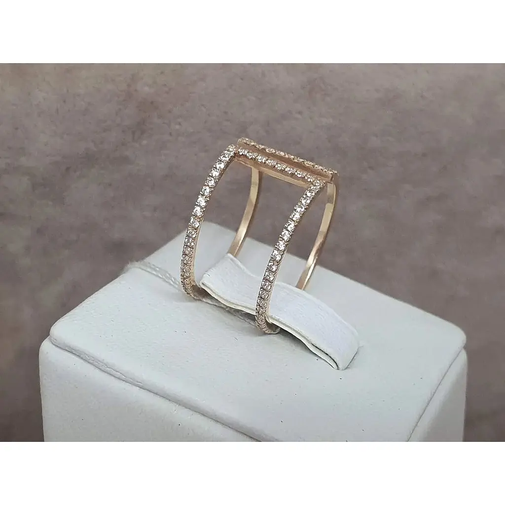 Золоте незамкнене кільце Харківська ювелірна фабрика з фіанітами. 700101 17 - фото 3