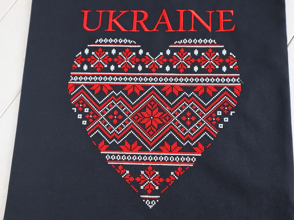 Сумка Шоппер з вишивкою UKRAINE червоне серце, еко сумка для покупок, шопер, сумка з вишиванкою, сумка для покупок вишита - фото 3