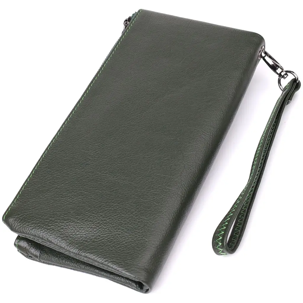 Красивий шкіряний гаманець на три відділення ST Leather 23110 зелений - фото 2