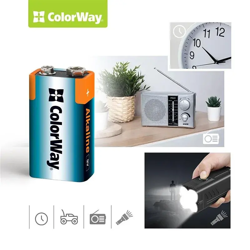 Батарейка ColorWay Крона 6LR61 9V Alkaline Power * 1 (CW-BA6LR61-1BL) - фото 3
