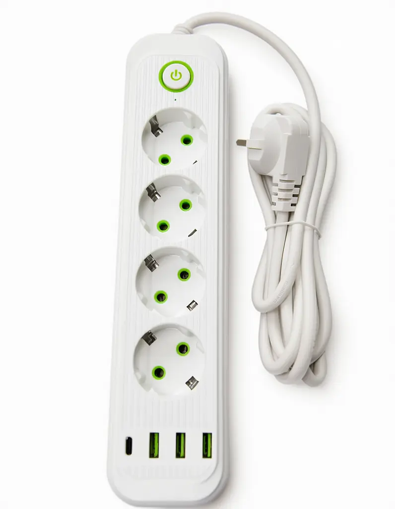 Мережевий фільтр-подовжувач 5 розеток 3xUSB-A 1xUSB-C 5м білий подовжувач електричний живлення зарядка Yiwu HP-5-39 - фото 2