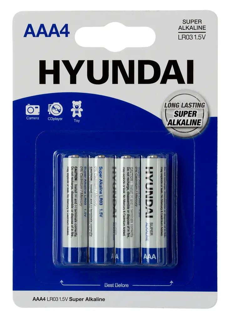 Батарейка Hyundai LR03 AAA BL4 Alkaline (6793732)