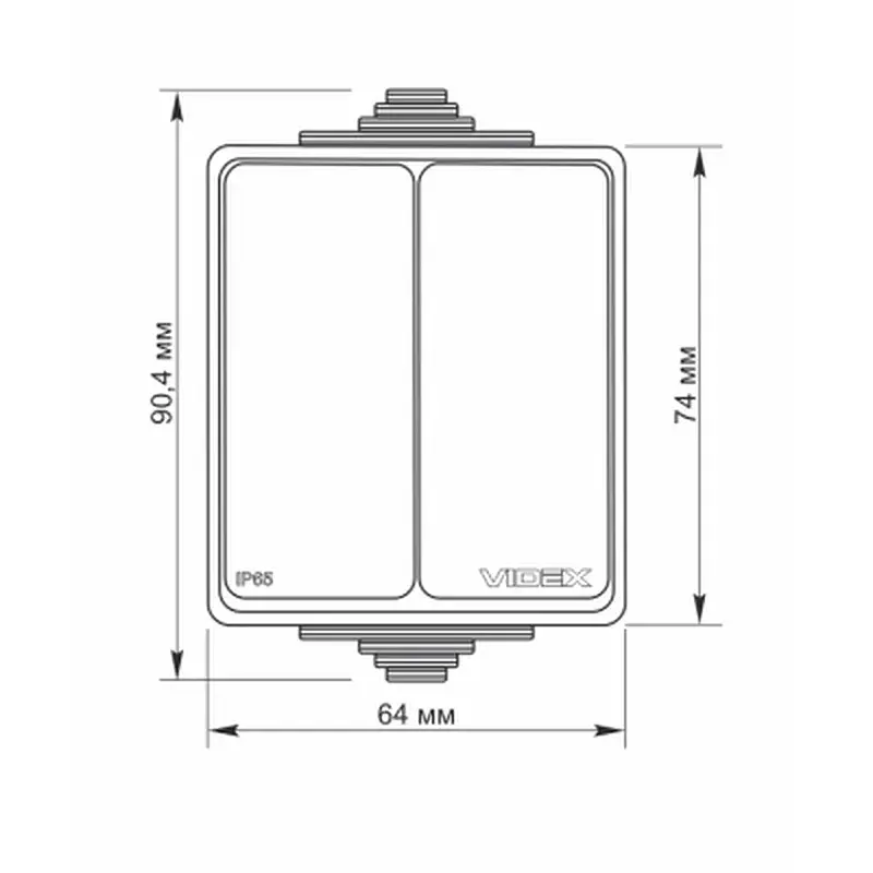 Вимикач Videx BINERA IP65 зовнішній 2кл сірий (VF-BNW12-G) - фото 4